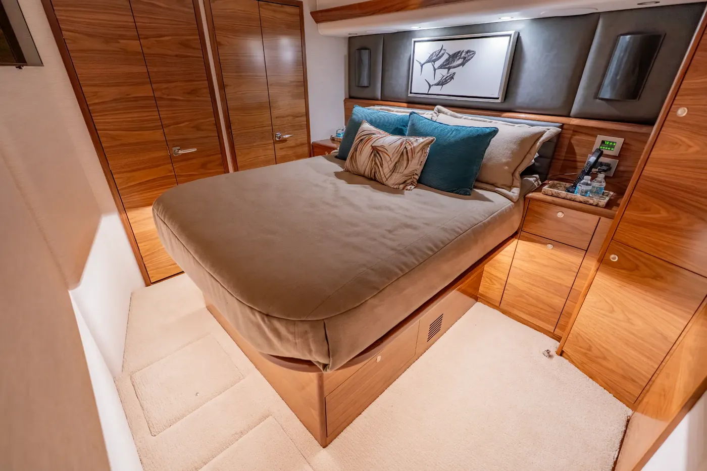 The master berth, with storage and drawers beneath